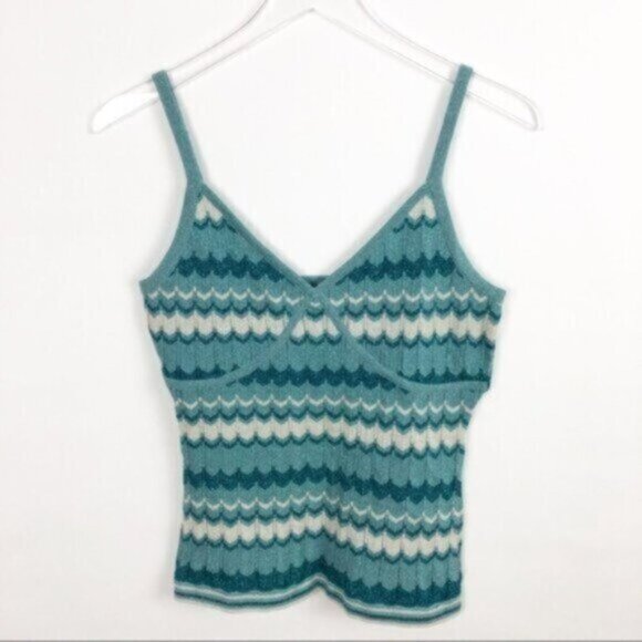 I.N.C. | Women's Teal & Cream Chevron Pattern Sweater Tank Size Medium - Picture 1 of 6